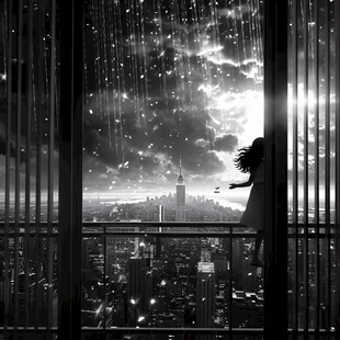 远眺大楼的女子