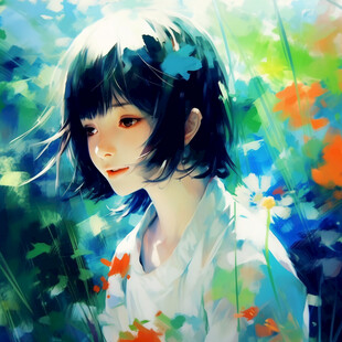 唯美意境少女插画