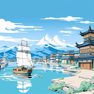 纳西族城市插画