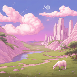 粉色奇幻超现实景观