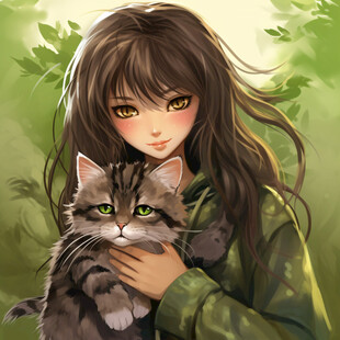 抱猫少女
