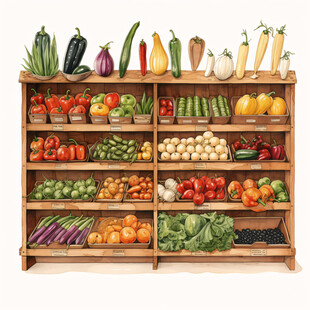 超市蔬菜插画设计