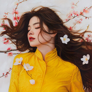 木棉花美女插画