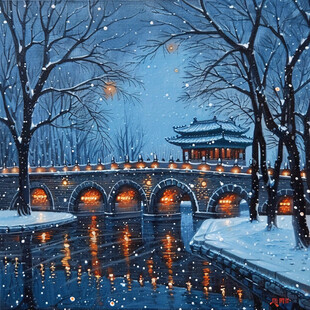 中国城市雪景插画设计