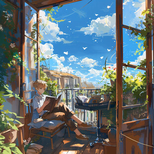 阳台插画