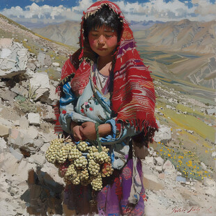 青藏高原油画设计