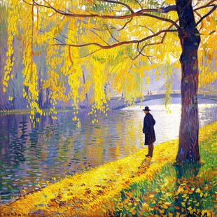 树下的老人油画