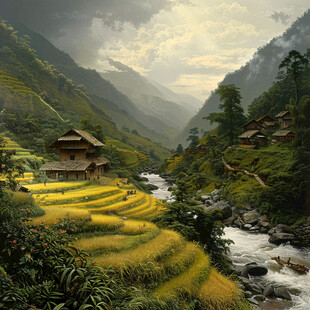 梦幻中国美田园风景