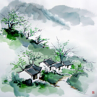 山村水墨画