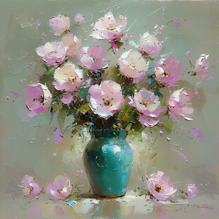 花瓶装饰花艺油画