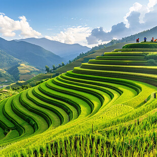 山间梯田 层层绿意