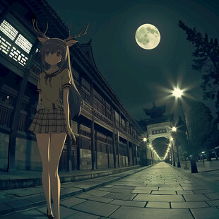 月夜少女 漫步古街