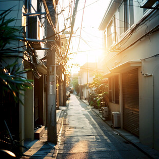 夕阳下的日本小巷