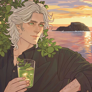 夕阳海边 他独自沉思