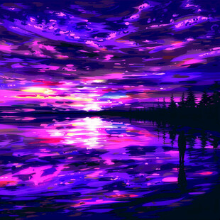 紫霞晚霞 湖光潋滟