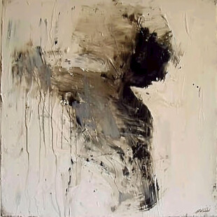 抽象油画 灰色与黑色的对话