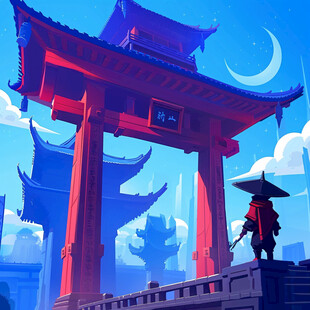 月夜下的武士之门