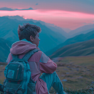 山顶夕照 静观远方