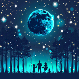 夜空星辰 一家团圆