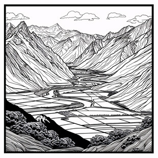 山谷河流 线条之美
