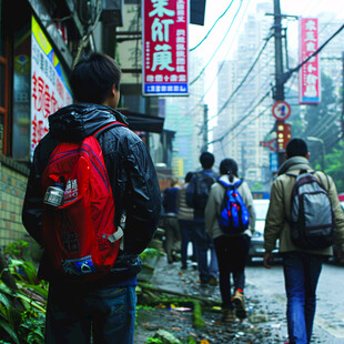 雨天街景 行人匆匆