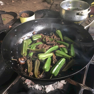 野外烹饪 美味秋葵