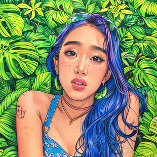 碧海蓝发 夏日少女