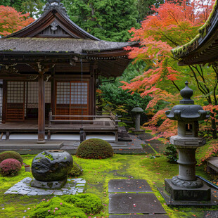 秋日禅院 静谧之美