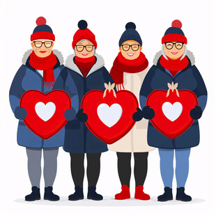 四人暖冬 爱意满满