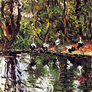 水边鹤影 静谧美好