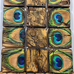 木质孔雀羽毛拼贴画