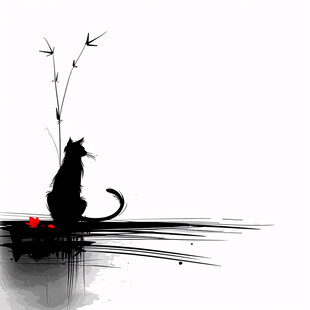 黑猫凝视 静谧之美