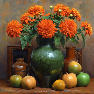 温暖的橙色花束