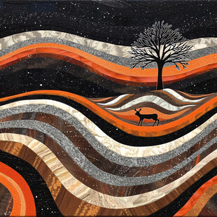 夜色山峦 孤鹿守望