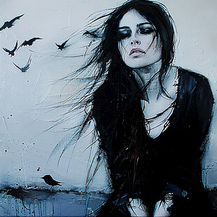 忧郁女子与飞鸟