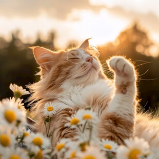 夕阳下 猫咪的惬意午后