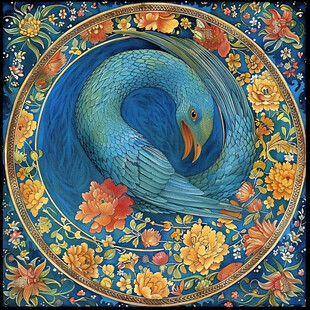 孔雀元素古典画