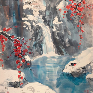 雪景山水画