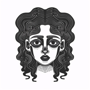简约粗狂线条人物插画