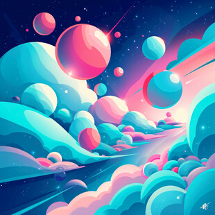 创意彩色缤纷宇宙插画