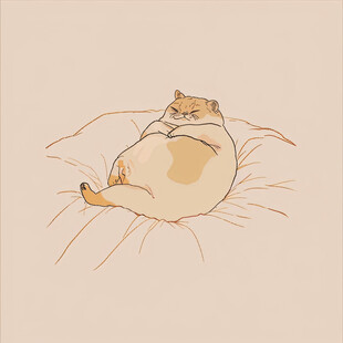 躺在沙发上的小猫插画