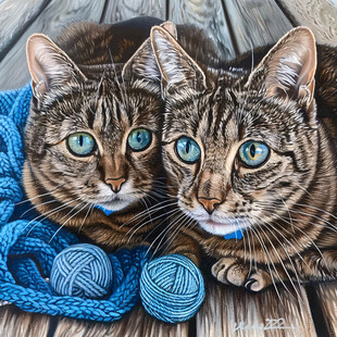 手绘大眼萌猫咪装饰画