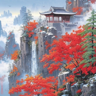 插画山水风景