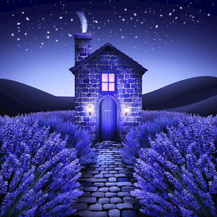 手绘紫色梦幻场景