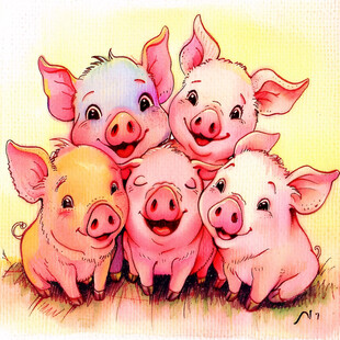 多只猪插画