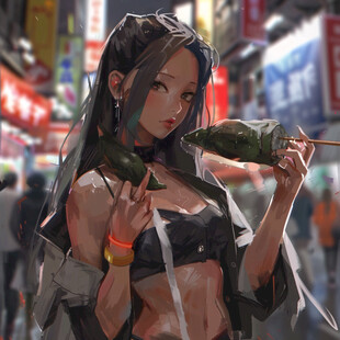 日韩厚涂插画