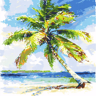 棕榈树水粉画