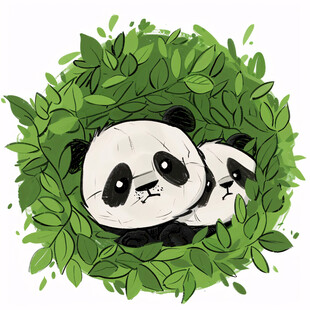 趴着睡的熊猫卡通素材