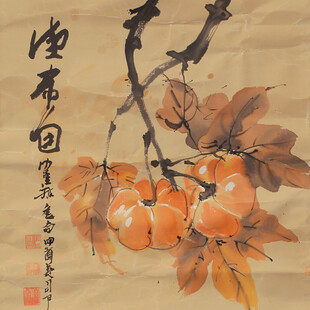 国画柿子水墨画