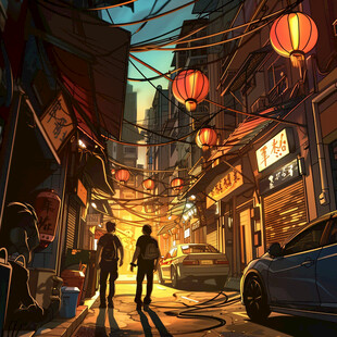 庙街插画